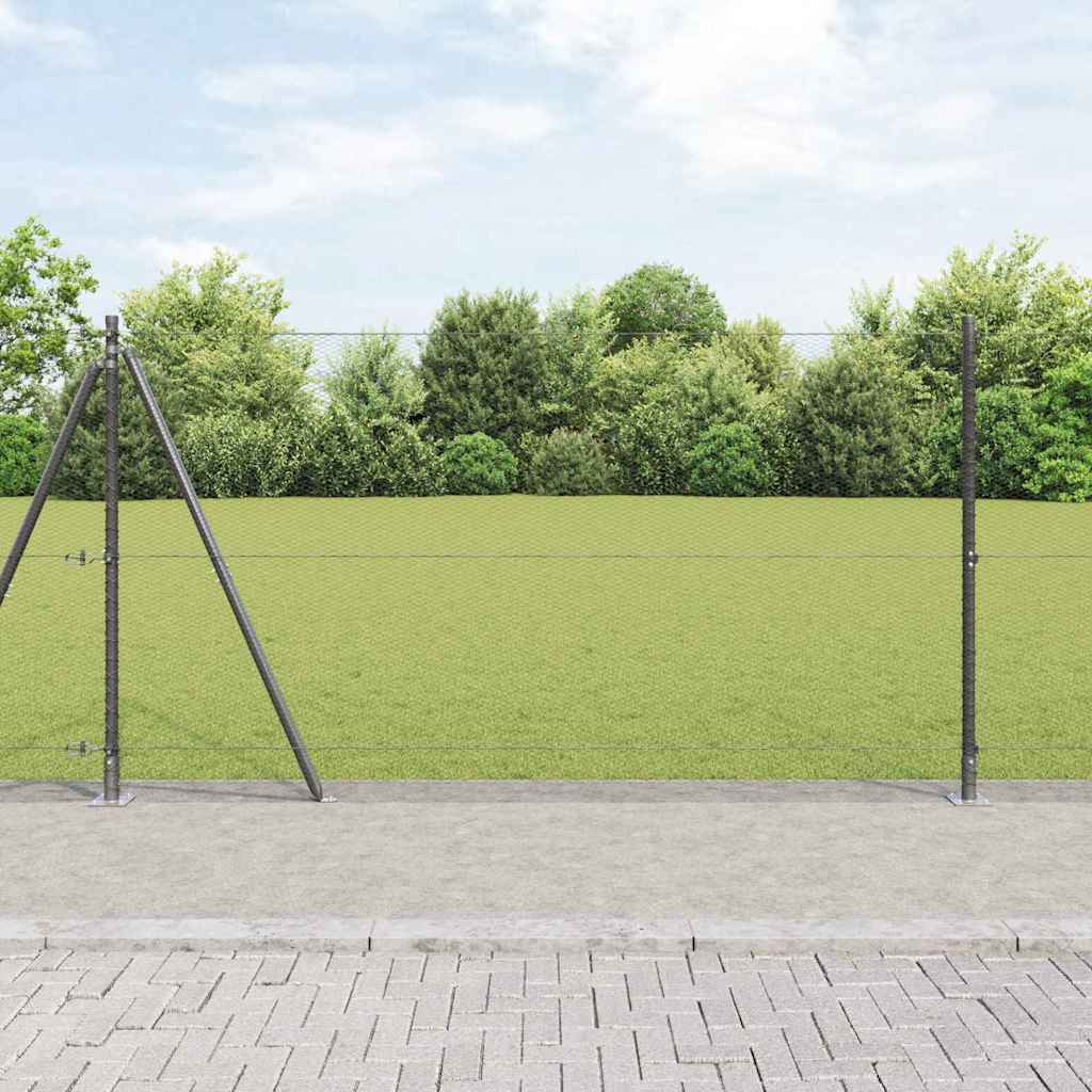 Hexagonal Fence with Concrete Base 25 x 1 m PVC-Coated Steel mesh Size 13 mm mesh Grey 1.2 m