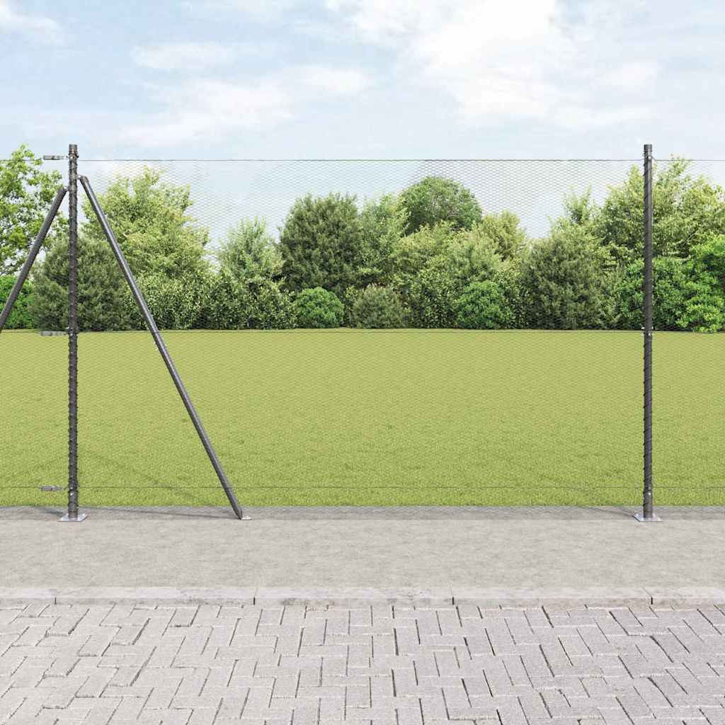 Hexagonal Fence with Concrete Base 25 x 1 m PVC-Coated Steel mesh Size 13 mm mesh Grey 1.4 m