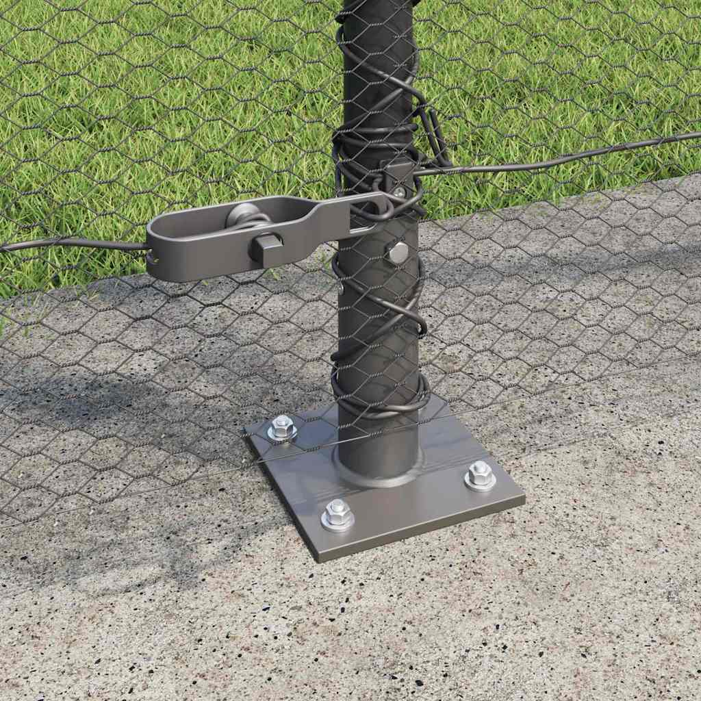 Hexagonal Fence with Concrete Base 25 x 1 m PVC-Coated Steel mesh Size 13 mm mesh Grey 1.6 m