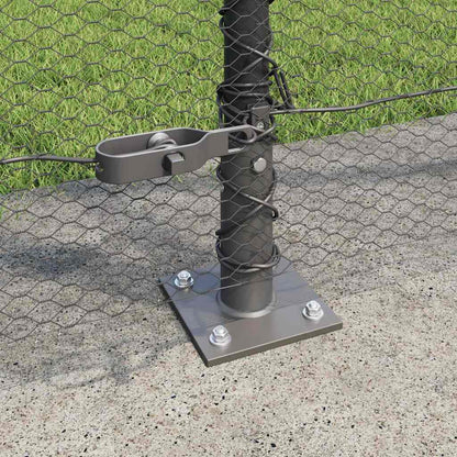 Hexagonal Fence with Concrete Base 25 x 1 m PVC-Coated Steel mesh Size 13 mm mesh Grey 1.6 m