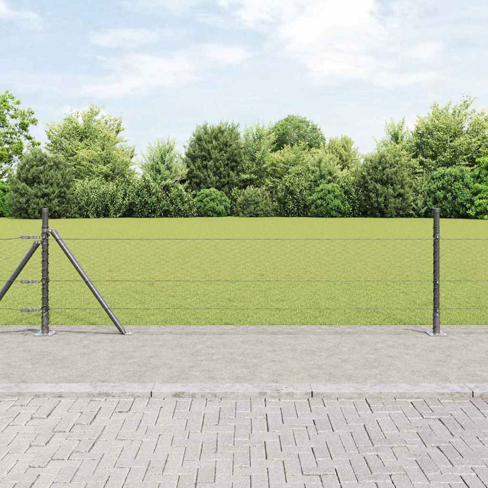 vidaXL Hexagonal Fence with Concrete Base 50 x 1 m PVC-Coated Steel Grey mesh Size 25 mm mesh