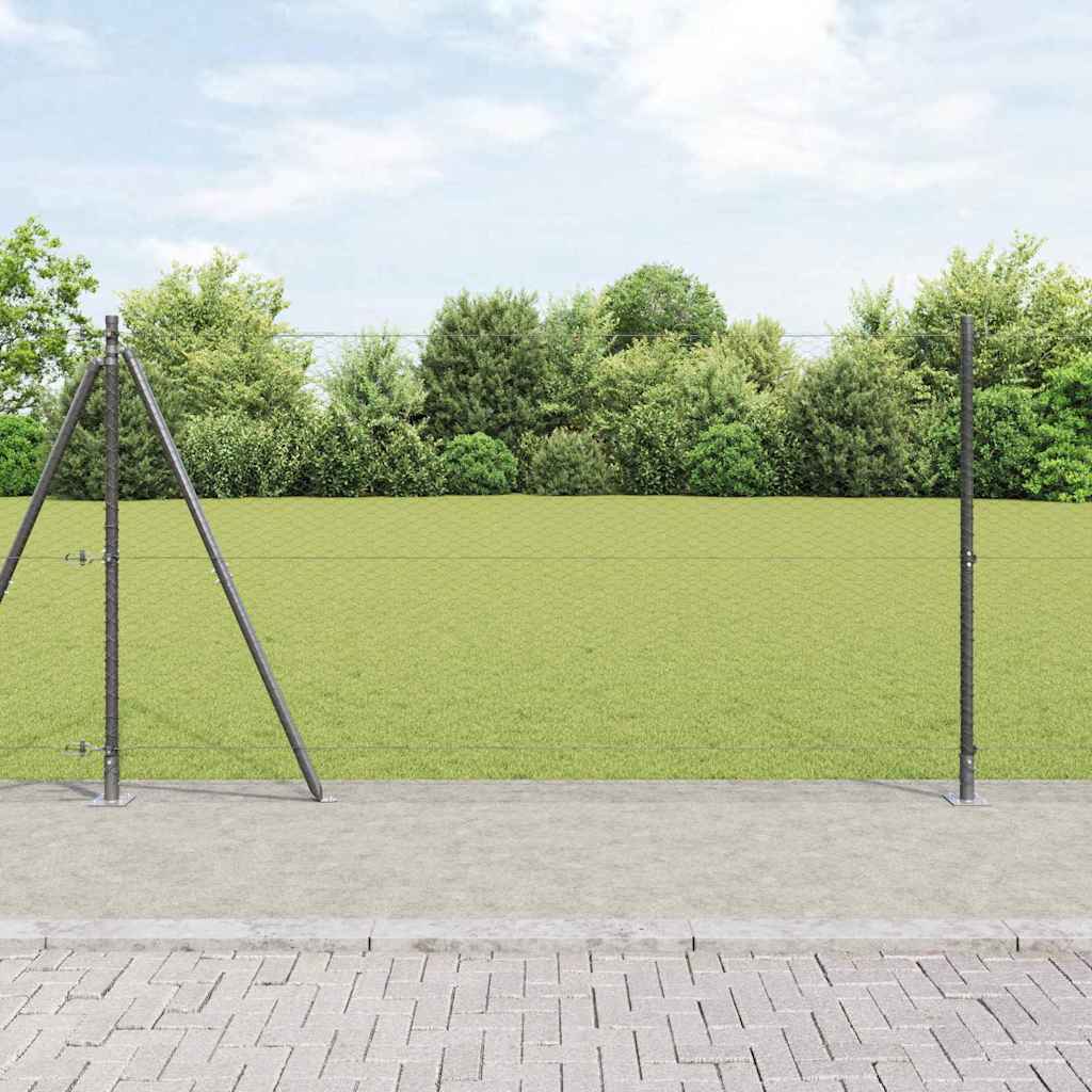 Hexagonal Fence with Concrete Base 50 x 1 m PVC-Coated Steel Grey mesh Size 25 mm mesh 1.2 m
