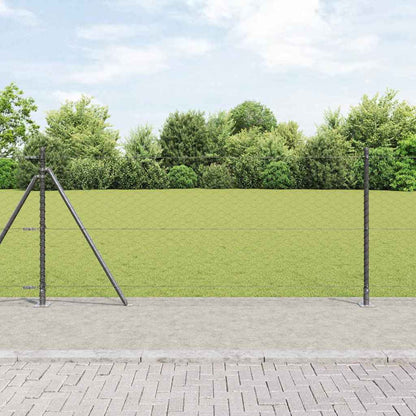 Hexagonal Fence with Concrete Base 100 x 1 m PVC-Coated Steel Grey mesh Size 50 mm mesh 0.8 m