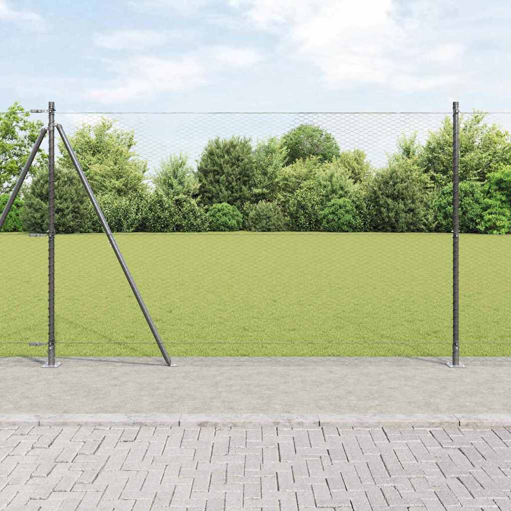 vidaXL Hexagonal Fence with Concrete Base 100 x 1.6 m PVC-Coated Steel 1