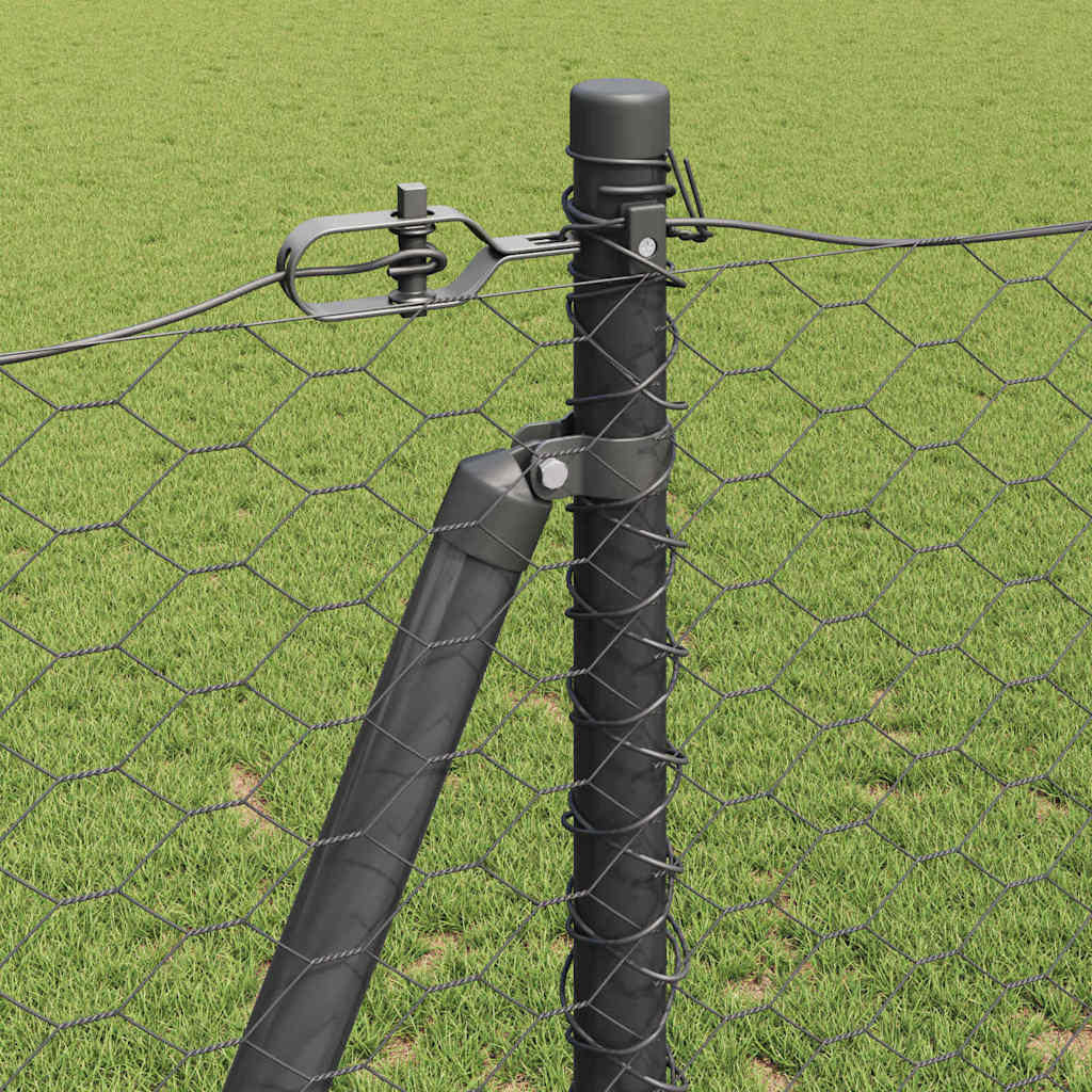 vidaXL Hexagonal Fence with Concrete Base 100 x 1.6 m PVC-Coated Steel 5
