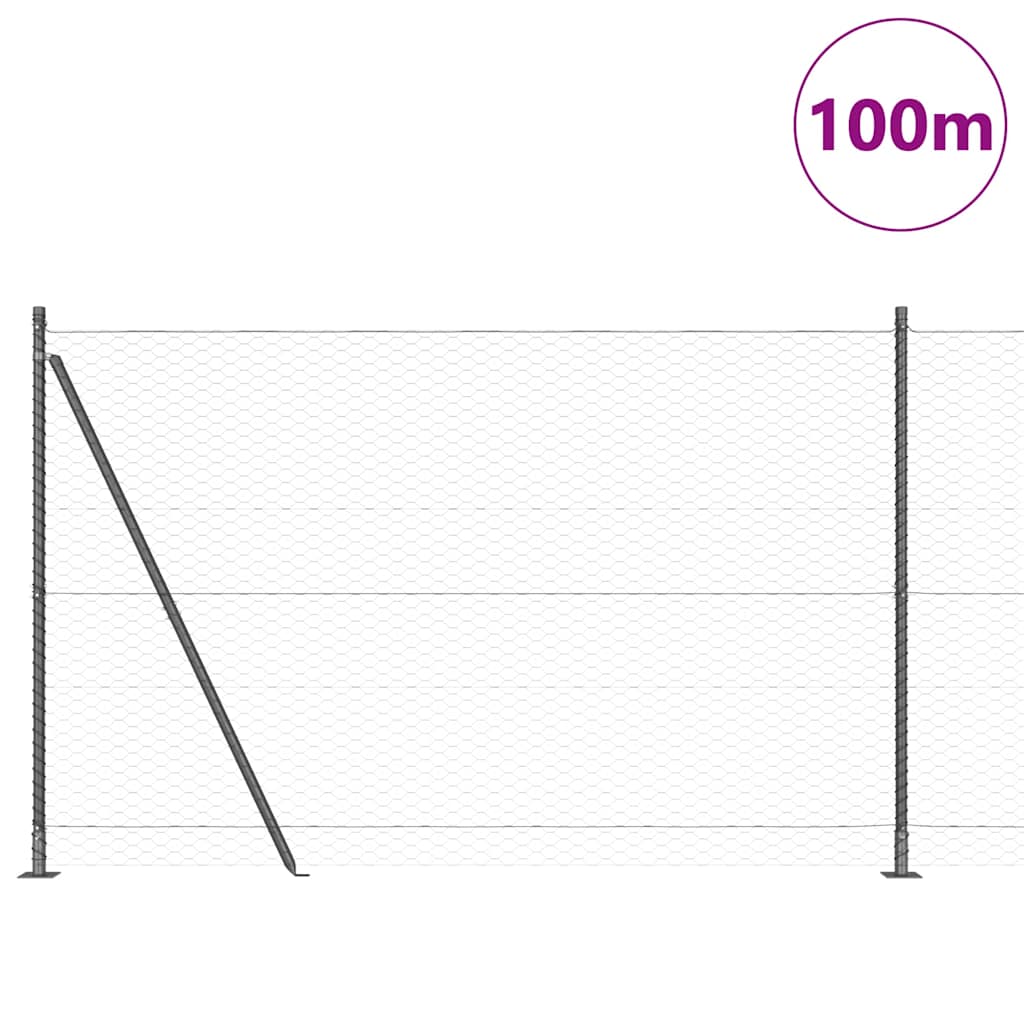 vidaXL Hexagonal Fence with Concrete Base 100 x 1.6 m PVC-Coated Steel 3