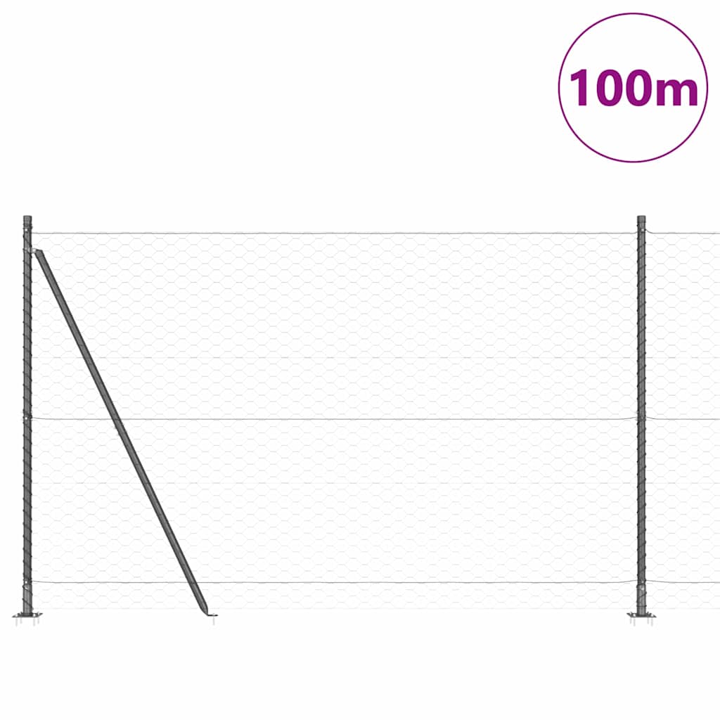 vidaXL Hexagonal Fence with Concrete Base 100 x 1.6 m PVC-Coated Steel 3