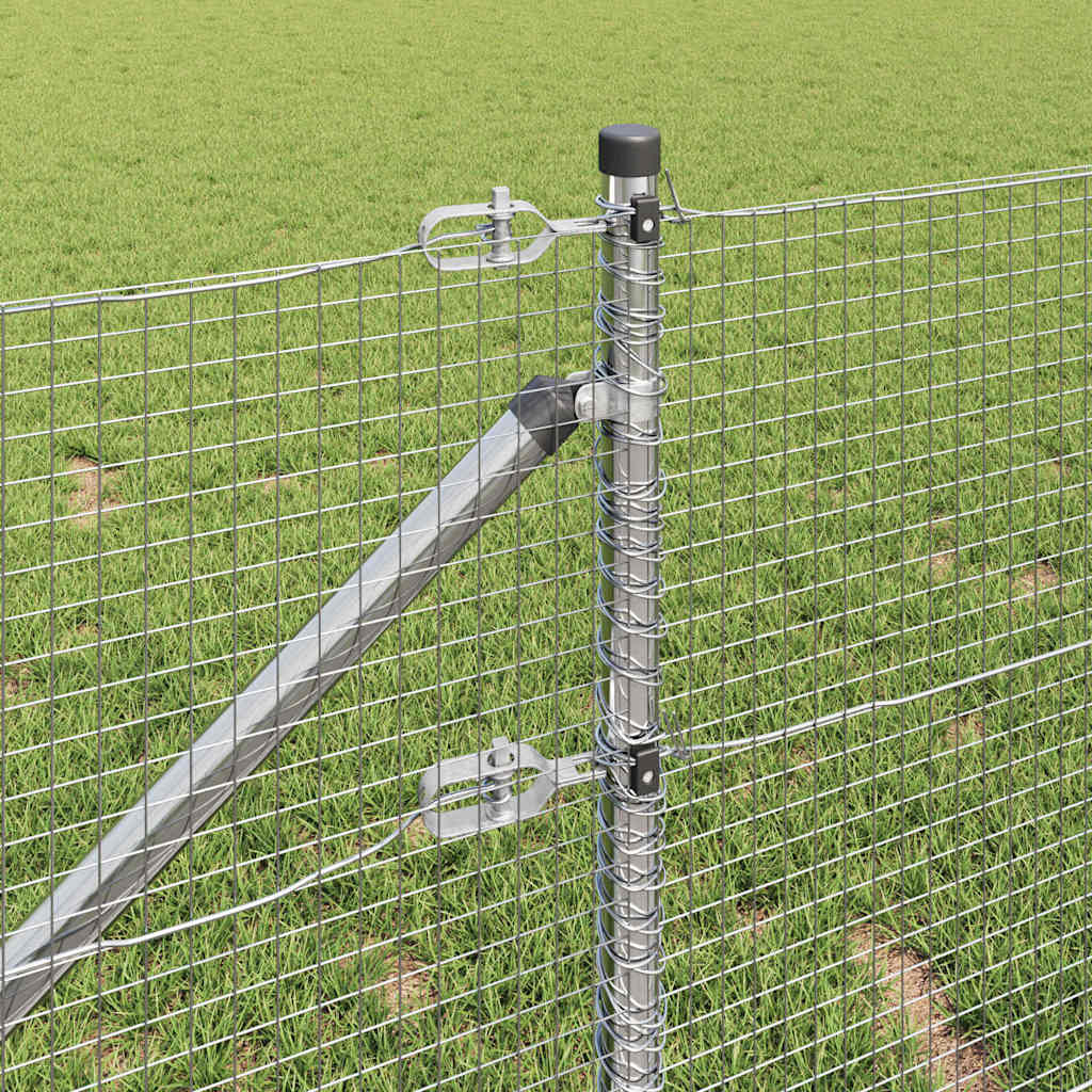vidaXL Welded Wire Fence with Spikes 100 x 1 m Galvanised Steel Silver 4
