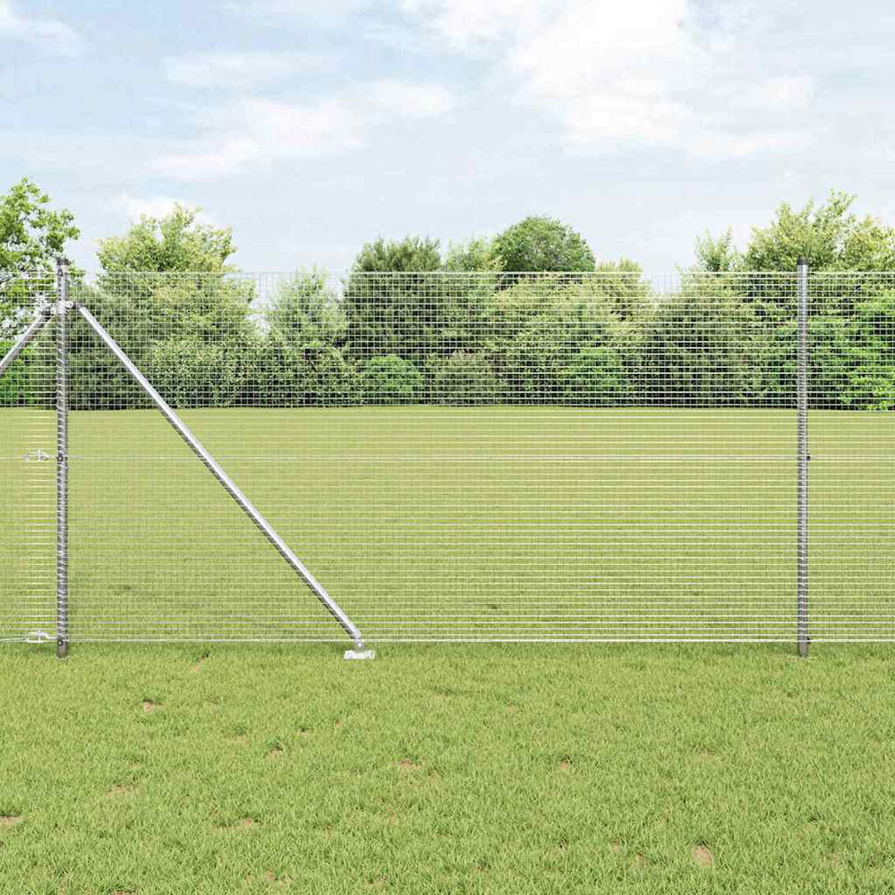 vidaXL Welded Wire Fence with Spikes 100 x 1 m Galvanised Steel Silver
