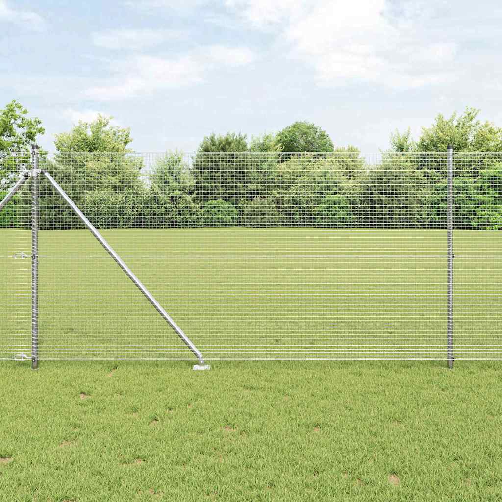 vidaXL Welded Wire Fence with Spikes 100 x 1 m Galvanised Steel Silver 1