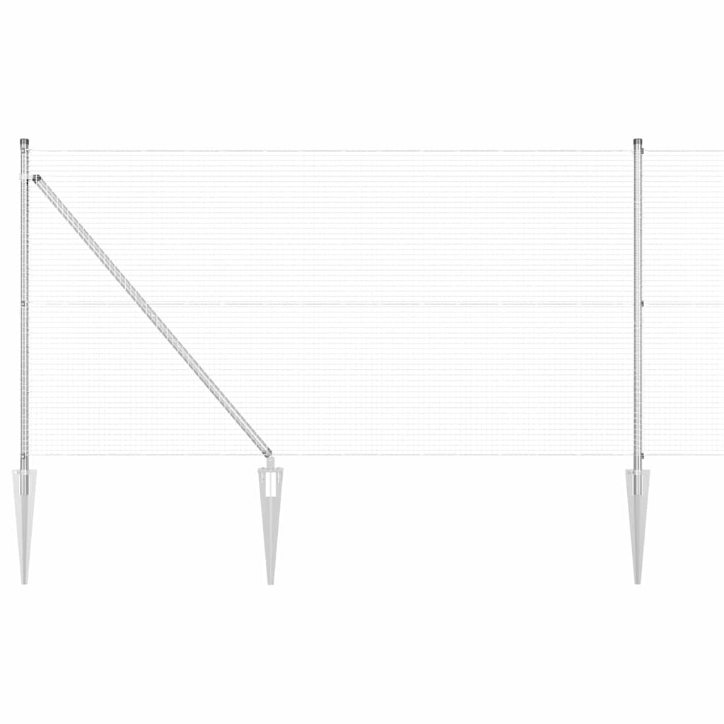 vidaXL Welded Wire Fence with Spikes 100 x 1 m Galvanised Steel Silver 2