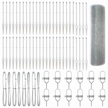 vidaXL Welded Wire Fence with Spikes 100 x 1 m Galvanised Steel Silver 5