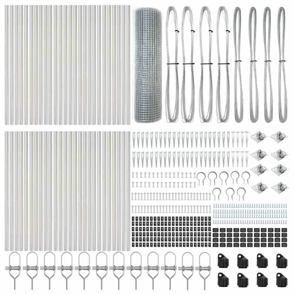 vidaXL Welded Wire Fence with Spikes 100 x 1 m Galvanised Steel Silver 6