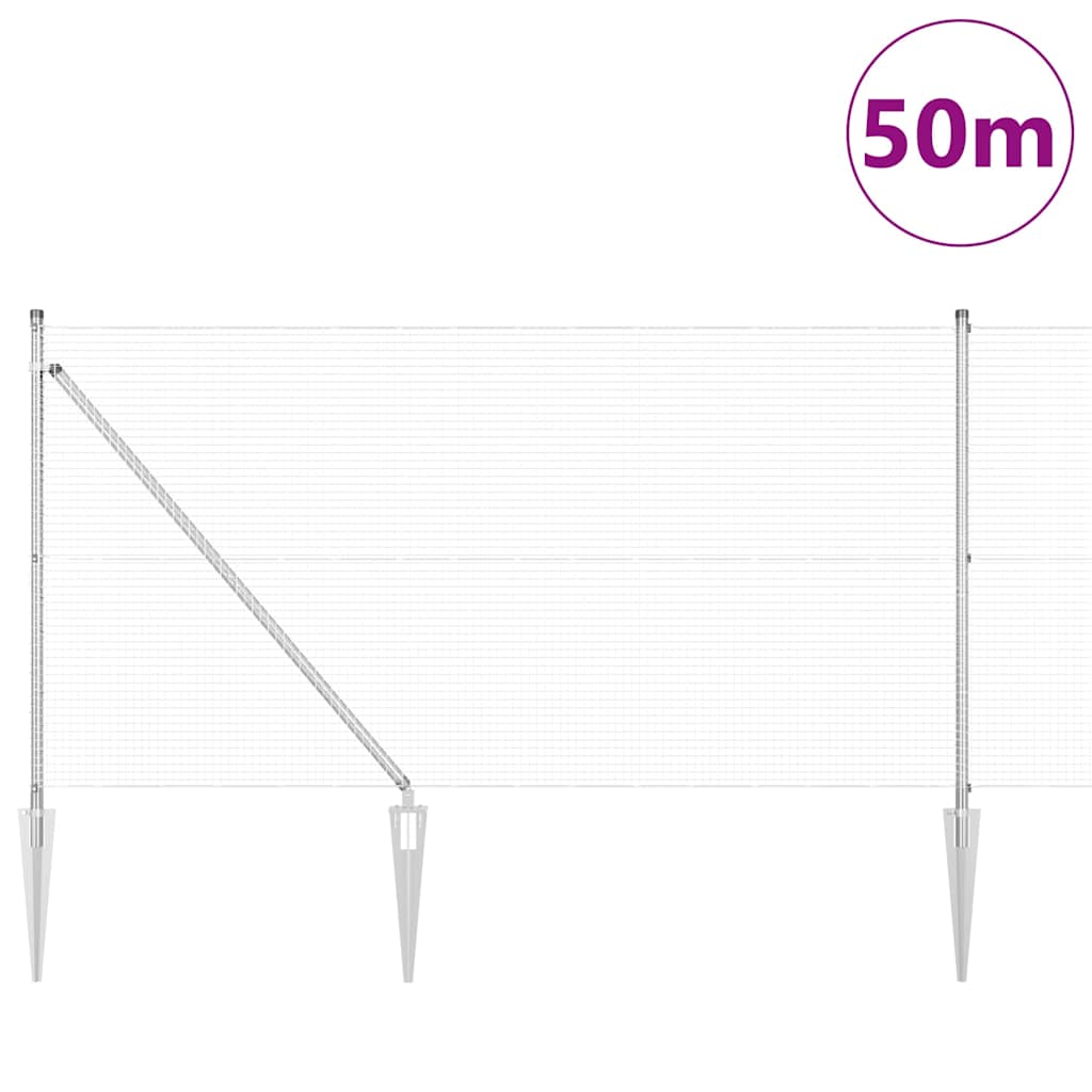 vidaXL Welded Wire Fence with Spikes 100 x 1 m Galvanised Steel Silver 3