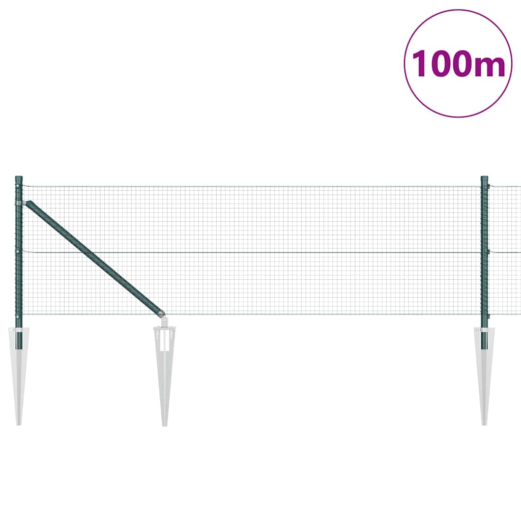 vidaXL Welded Wire Fence with Spikes 100 x 0.8 m PVC-coated Steel 3