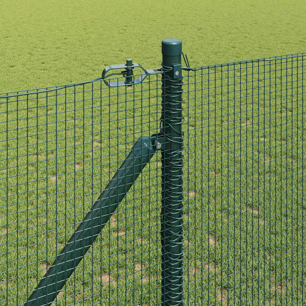 vidaXL Welded Wire Fence with Spikes 100 x 1 m PVC-coated Steel Green 4
