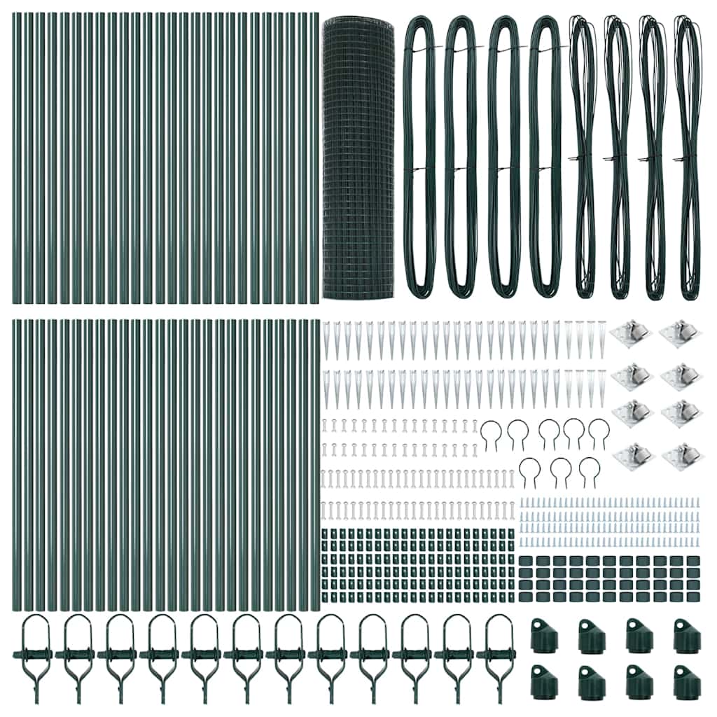 vidaXL Welded Wire Fence with Spikes 100 x 1 m PVC-coated Steel Green 5