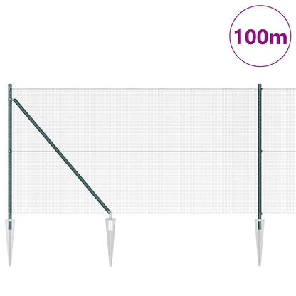 vidaXL Welded Wire Fence with Spikes 100 x 1 m PVC-coated Steel Green 3