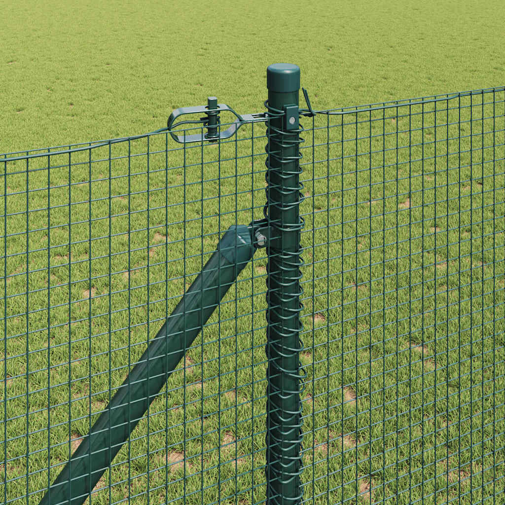 vidaXL Welded Wire Fence with Spikes 100 x 1 m PVC-coated Steel Green 4