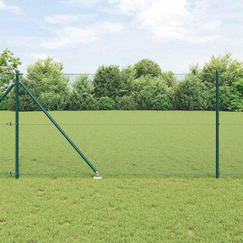 vidaXL Welded Wire Fence with Spikes 100 x 1 m PVC-coated Steel Green 1
