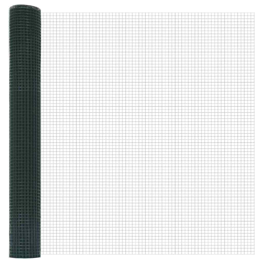 vidaXL Welded Wire Fence with Spikes 100 x 1 m PVC-coated Steel Green 6