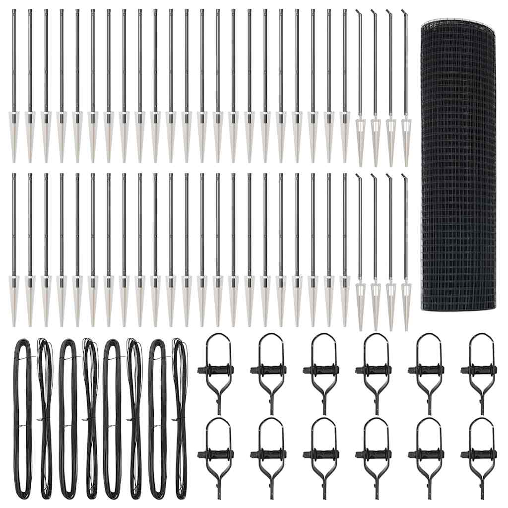 vidaXL Welded Wire Fence with Spikes 100 x 1 m PVC-coated Steel Grey 2