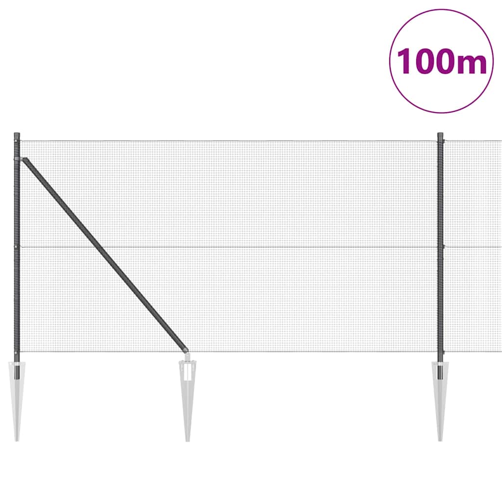 vidaXL Welded Wire Fence with Spikes 100 x 1 m PVC-coated Steel Grey 3