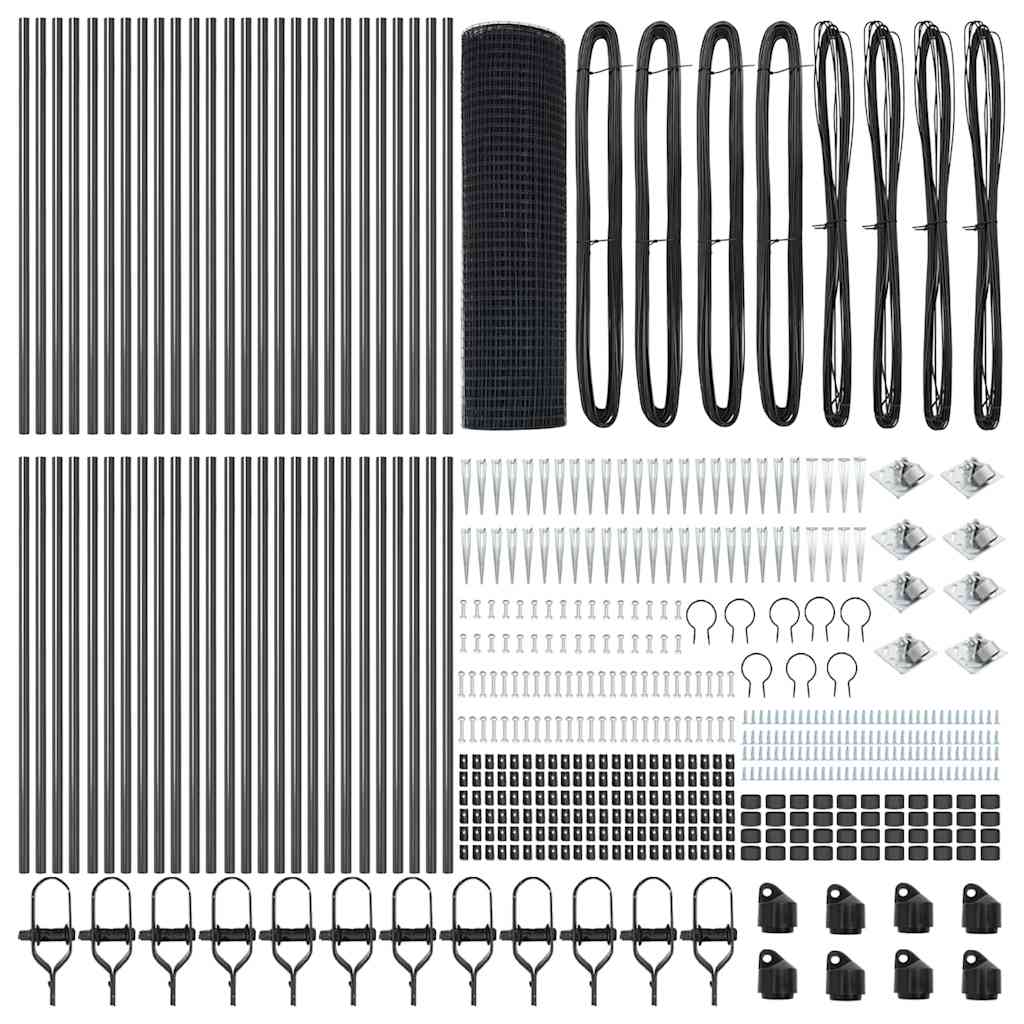 vidaXL Welded Wire Fence with Spikes 100 x 1 m PVC-coated Steel Grey 5