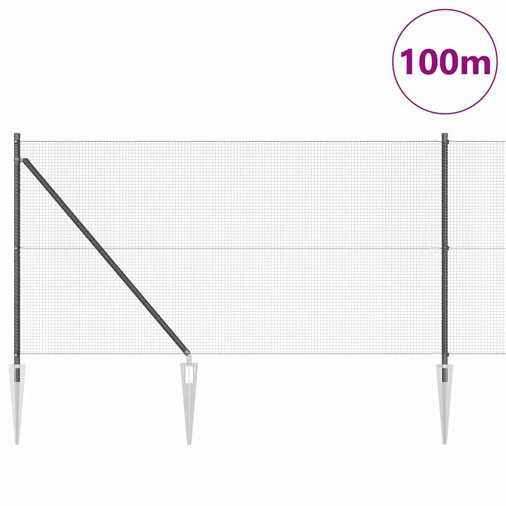 vidaXL Welded Wire Fence with Spikes 100 x 1 m PVC-coated Steel Grey 3