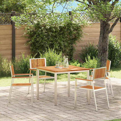 vidaXL Garden Chair 4 pcs Solid Teak Wood and Stainless Steel 1