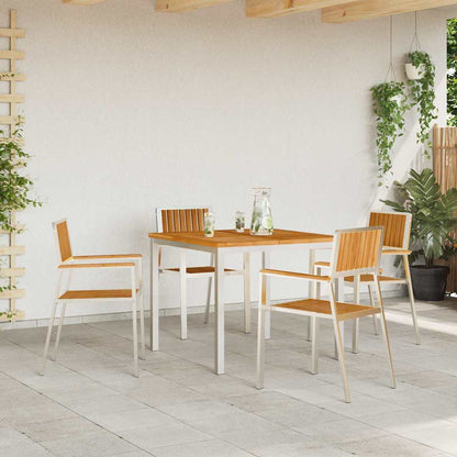 Garden Chair and Stainless Steel Solid teak wood 4