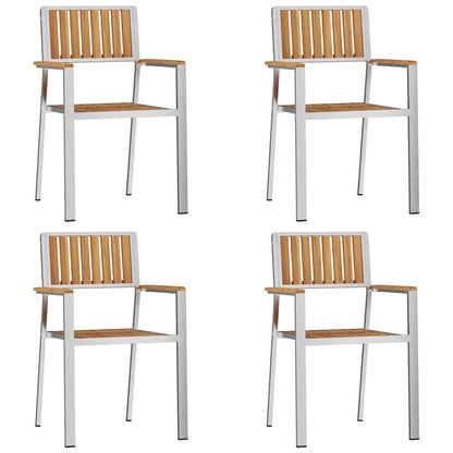 vidaXL Garden Chair 4 pcs Solid Teak Wood and Stainless Steel 2