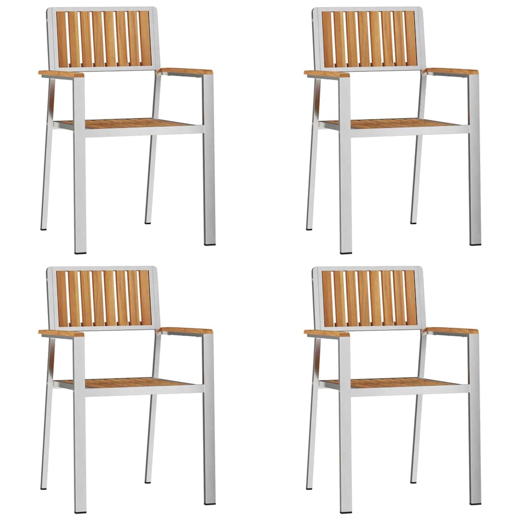 Garden Chair and Stainless Steel Solid teak wood 4