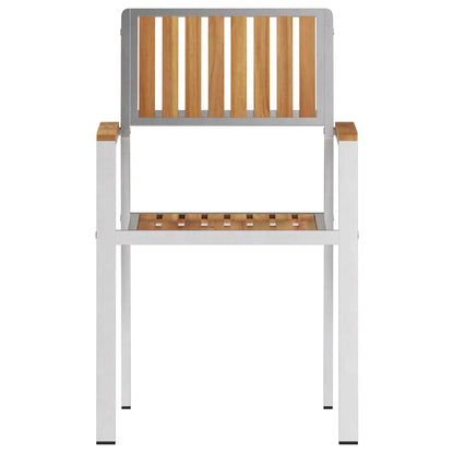 vidaXL Garden Chair 4 pcs Solid Teak Wood and Stainless Steel 5
