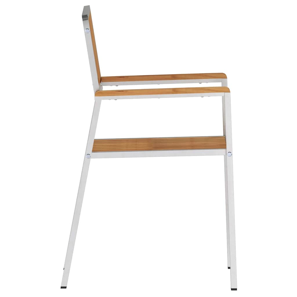 vidaXL Garden Chair 4 pcs Solid Teak Wood and Stainless Steel 6
