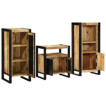 vidaXL Bathroom Furniture Set 3 pcs Brown and Black Solid Mango Wood 3