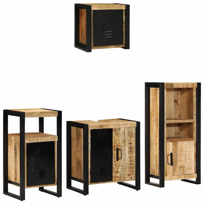 vidaXL Bathroom Furniture Set 4 pcs Brown and Black Solid Mango Wood 1