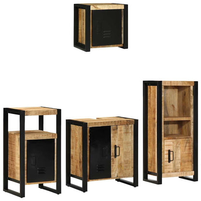 vidaXL Bathroom Furniture Set 4 pcs Brown and Black Solid Mango Wood 3