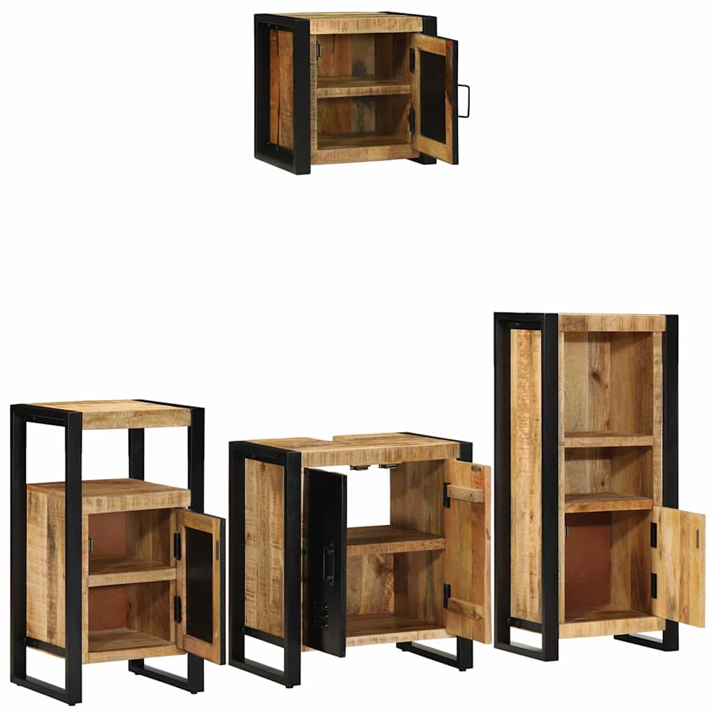 vidaXL Bathroom Furniture Set 4 pcs Brown and Black Solid Mango Wood 4