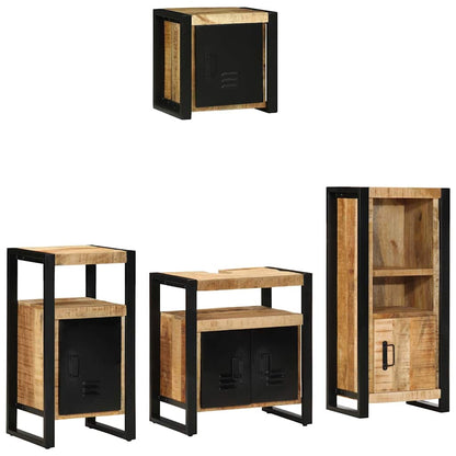 vidaXL Bathroom Furniture Set 4 pcs Brown and Black Solid Mango Wood 3