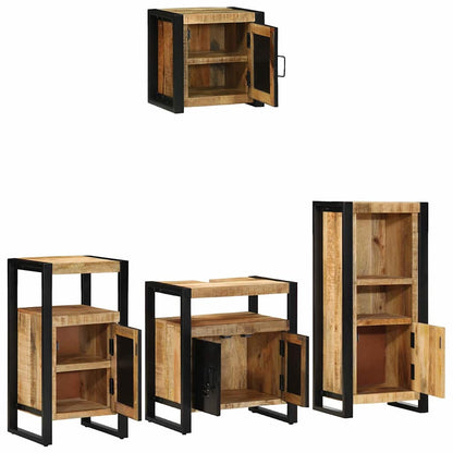 vidaXL Bathroom Furniture Set 4 pcs Brown and Black Solid Mango Wood 4