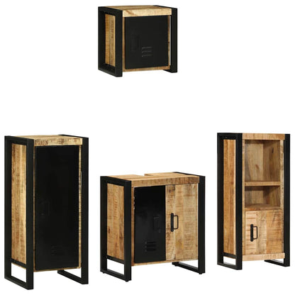 vidaXL Bathroom Furniture Set 4 pcs Brown and Black Solid Mango Wood 2