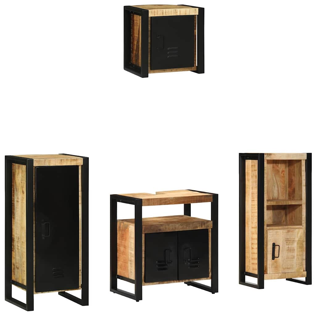 vidaXL Bathroom Furniture Set 4 pcs Brown and Black Solid Mango Wood 1