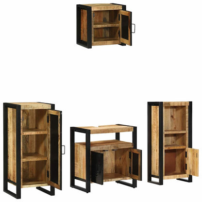 vidaXL Bathroom Furniture Set 4 pcs Brown and Black Solid Mango Wood 3