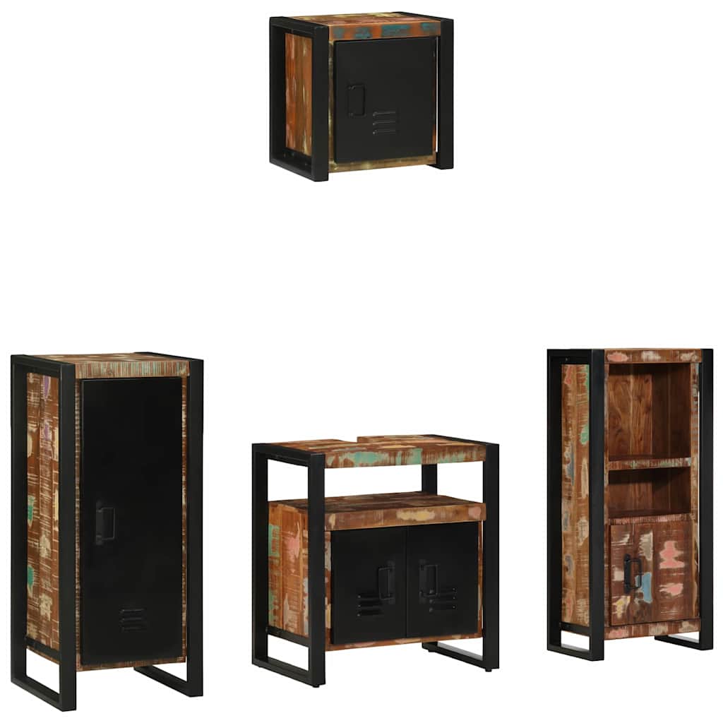 vidaXL Bathroom Furniture Set 4 pcs Multicolour and Black 1