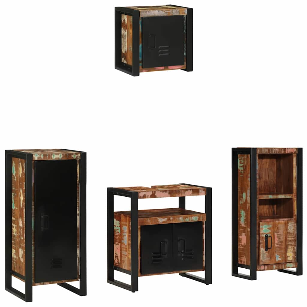 vidaXL Bathroom Furniture Set 4 pcs Multicolour and Black 2