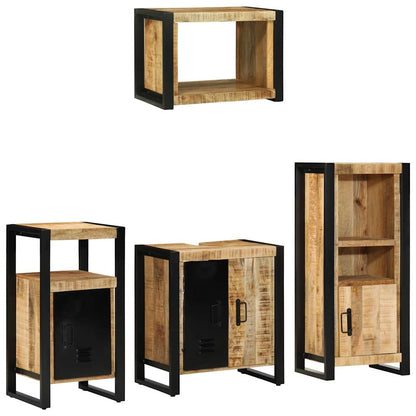 vidaXL Bathroom Furniture Set 4 pcs Brown and Black Solid Mango Wood 1