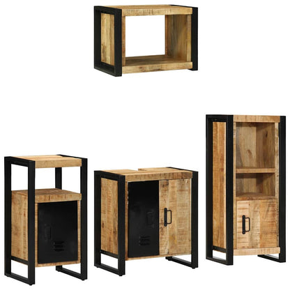 vidaXL Bathroom Furniture Set 4 pcs Brown and Black Solid Mango Wood 3