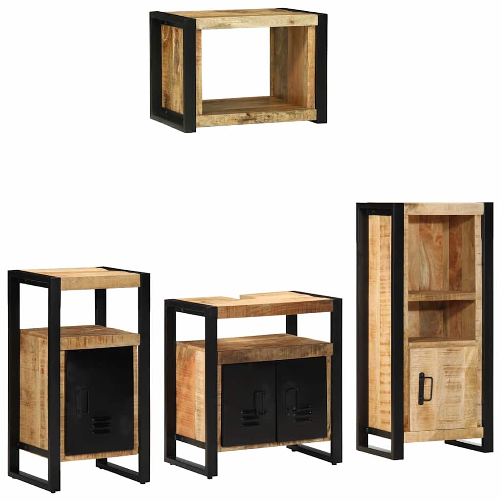 vidaXL Bathroom Furniture Set 4 pcs Brown and Black Solid Mango Wood 1
