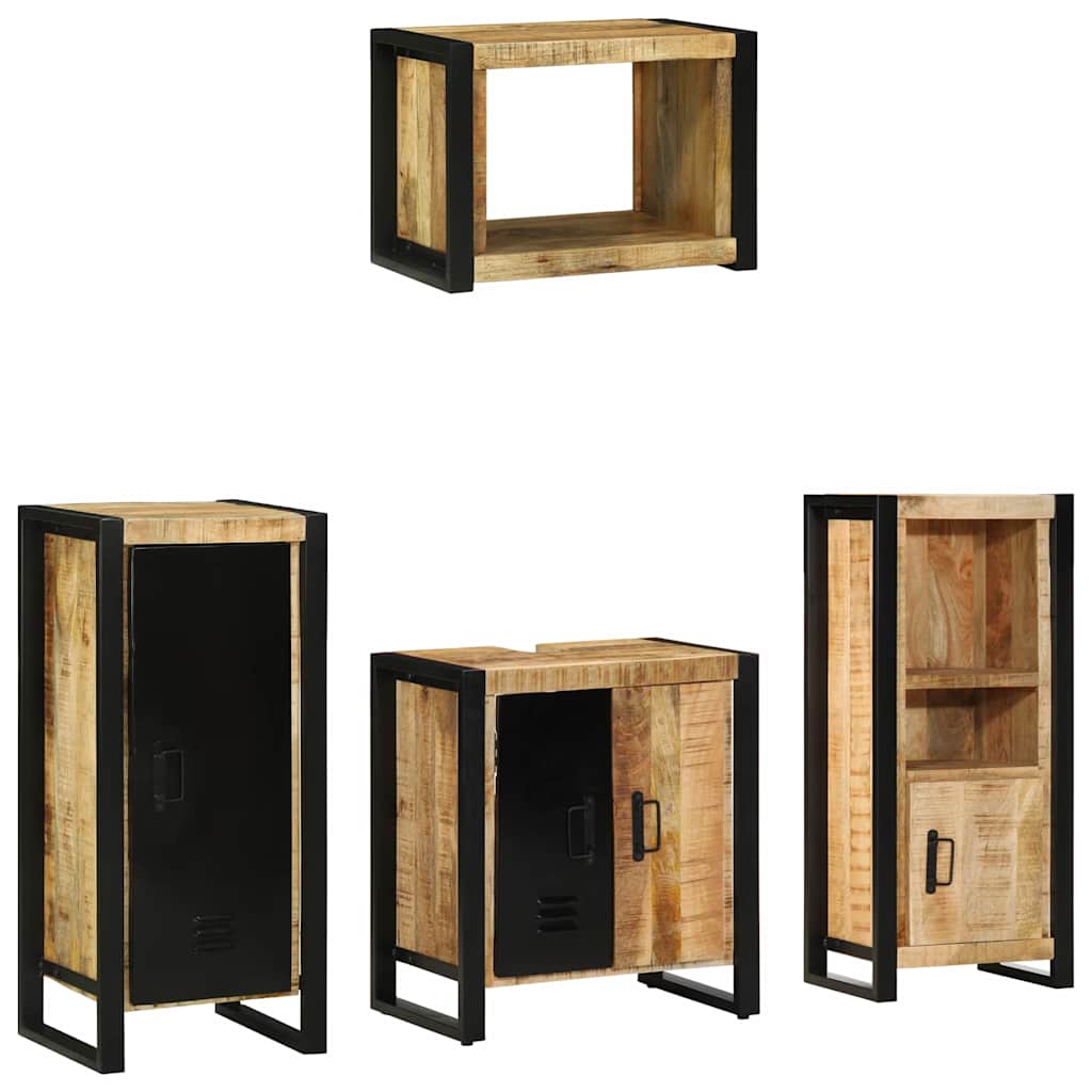 vidaXL Bathroom Furniture Set 4 pcs Brown and Black Solid Mango Wood 1